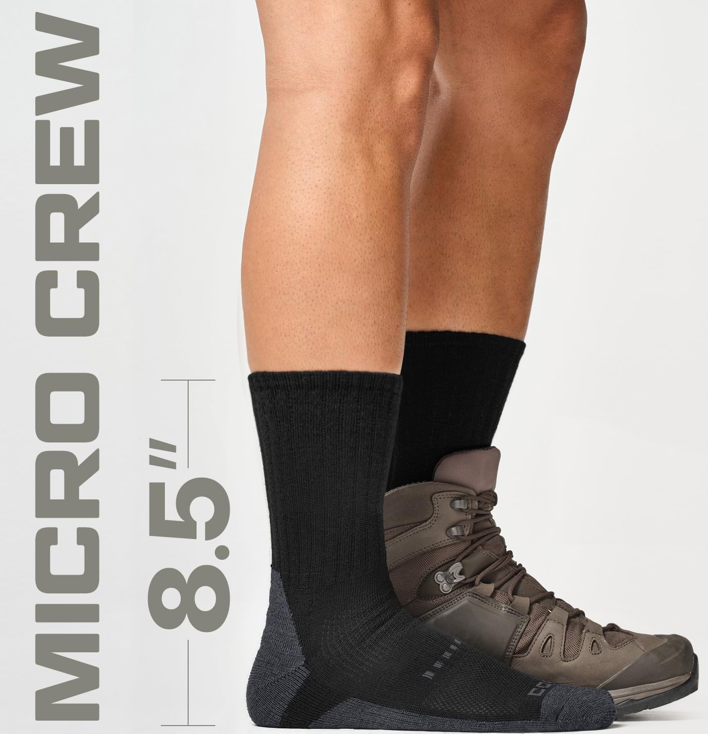 CQR 3 Pack Men and Women Wool Hiking Mid Calf Crew Socks, Moisture Wicking Breathable Outdoor Tactical Cushion boot Socks