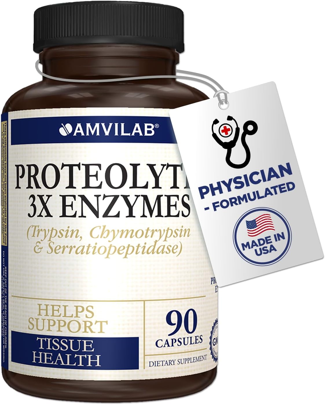 Proteolytic enzymes 3X: trypsin, chymotrypsin & serrapeptidase