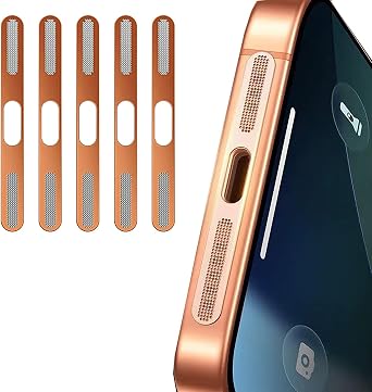 5 Pack Phone Mesh Speaker Cover Anti Dust Plug Port Earpiece Guard for iPhone 17 Pro Max Only - Cosmic Orange