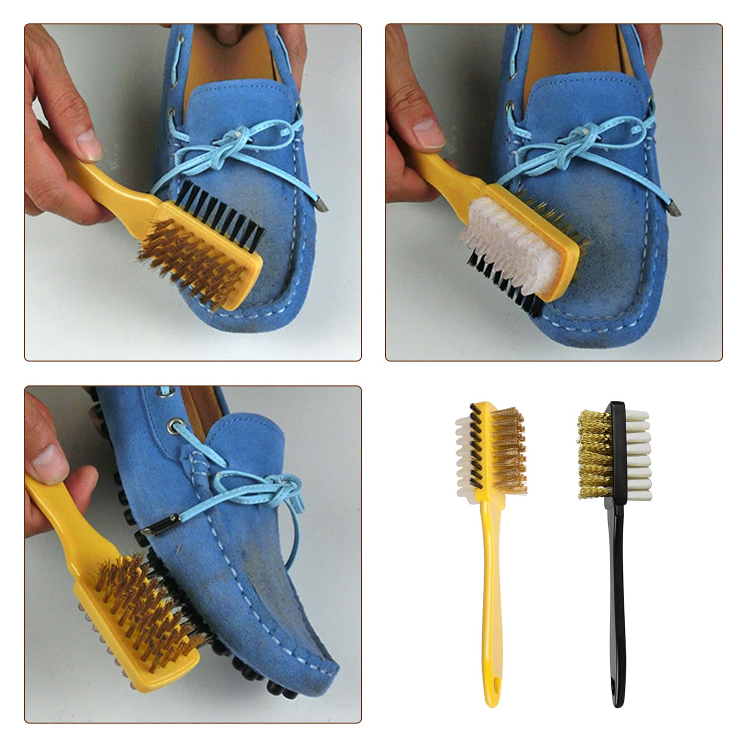 2 Piezas De Cepillo De Limpieza De Zapatos, Cepillo De Zapatos De Tres Lados, Herramientas De Cuidado De Zapatos, Herramientas De Limpieza De Zapatos, Accesorios Para Zapatos.