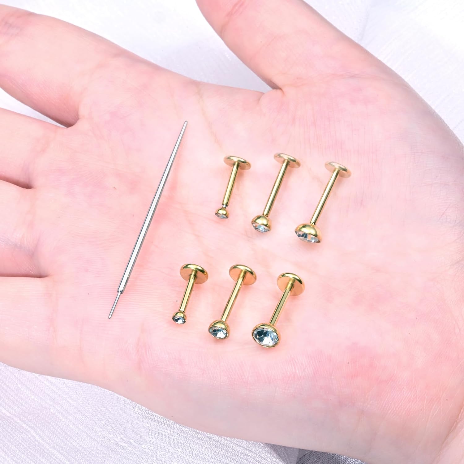 Zolure 16G Flat Back Earrings Stud Threadless Surgical Steel Tragus Cartilage Labret Helix Nose Lip Ring Conch Push in Medusa Piercing Jewelry - Image 6