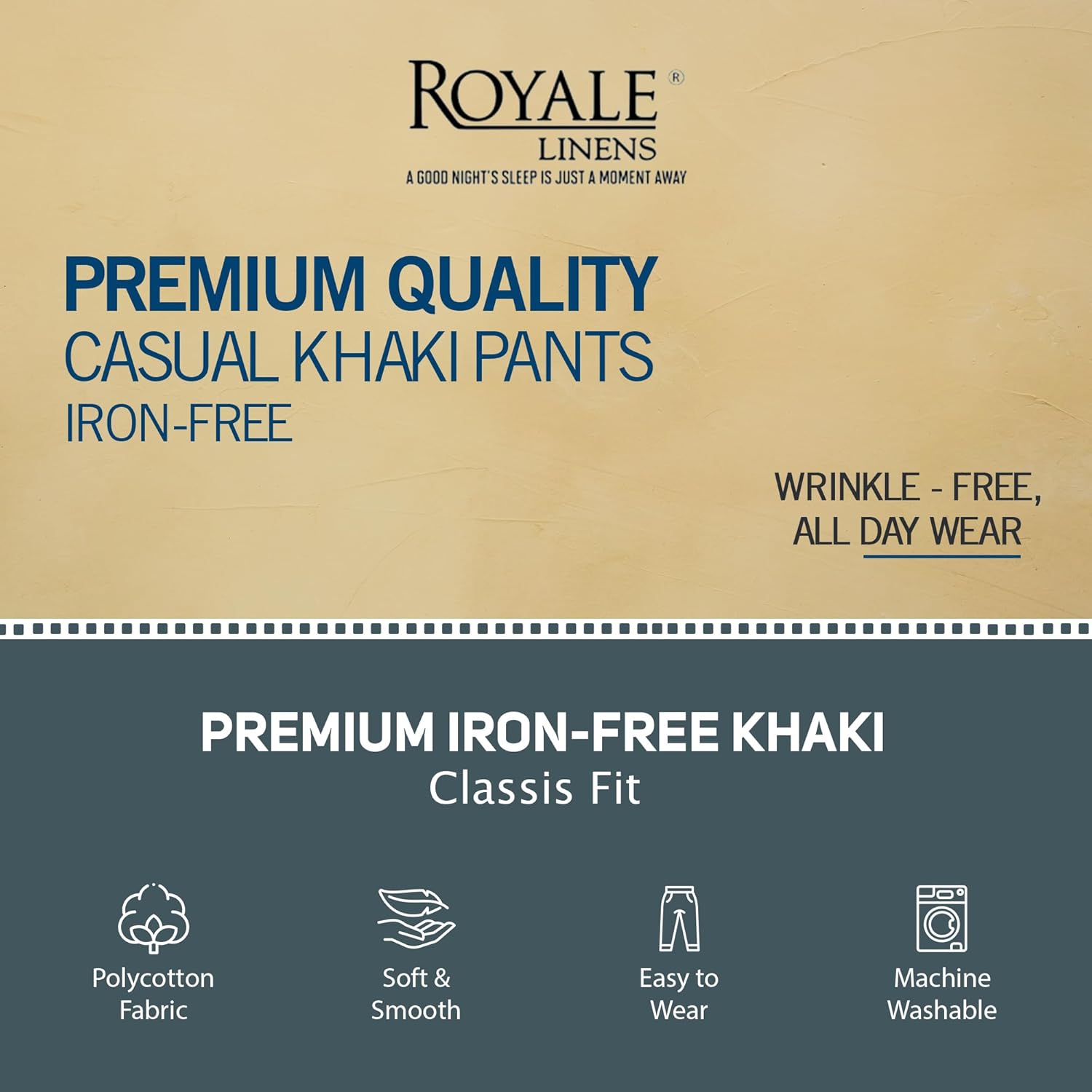 ROYALE LINENS Men's Classic-Fit Wrinkle-Resistant Flat-Front Chino Pant - Image 9