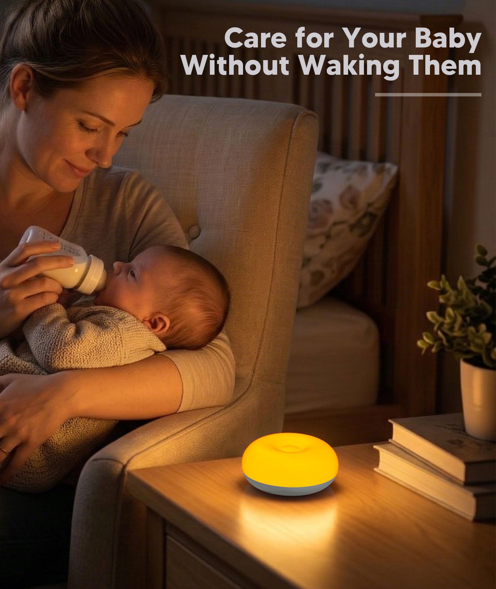 Bakzon Luce notturna per bambini, senza luce blu, lampada da notte per l'allattamento al seno, morbida luce notturna in silicone senza BPA con temperatura a 3 colori, cura degli occhi, design a
