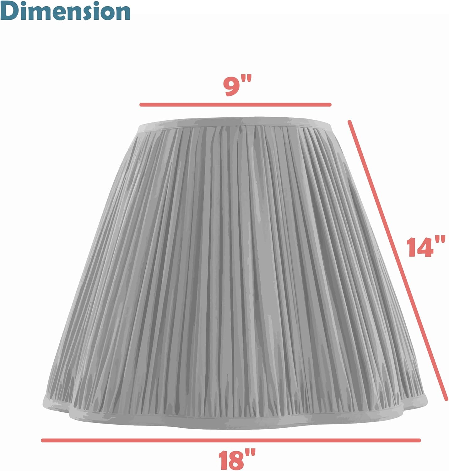 Aspen Creative 34248, Bottom Scallop Gather Pleated Traditional Spider Lamp Shade in Metallic Gold Faux Silk Fabric, 9" Top x 18" Bottom x 14" Slant