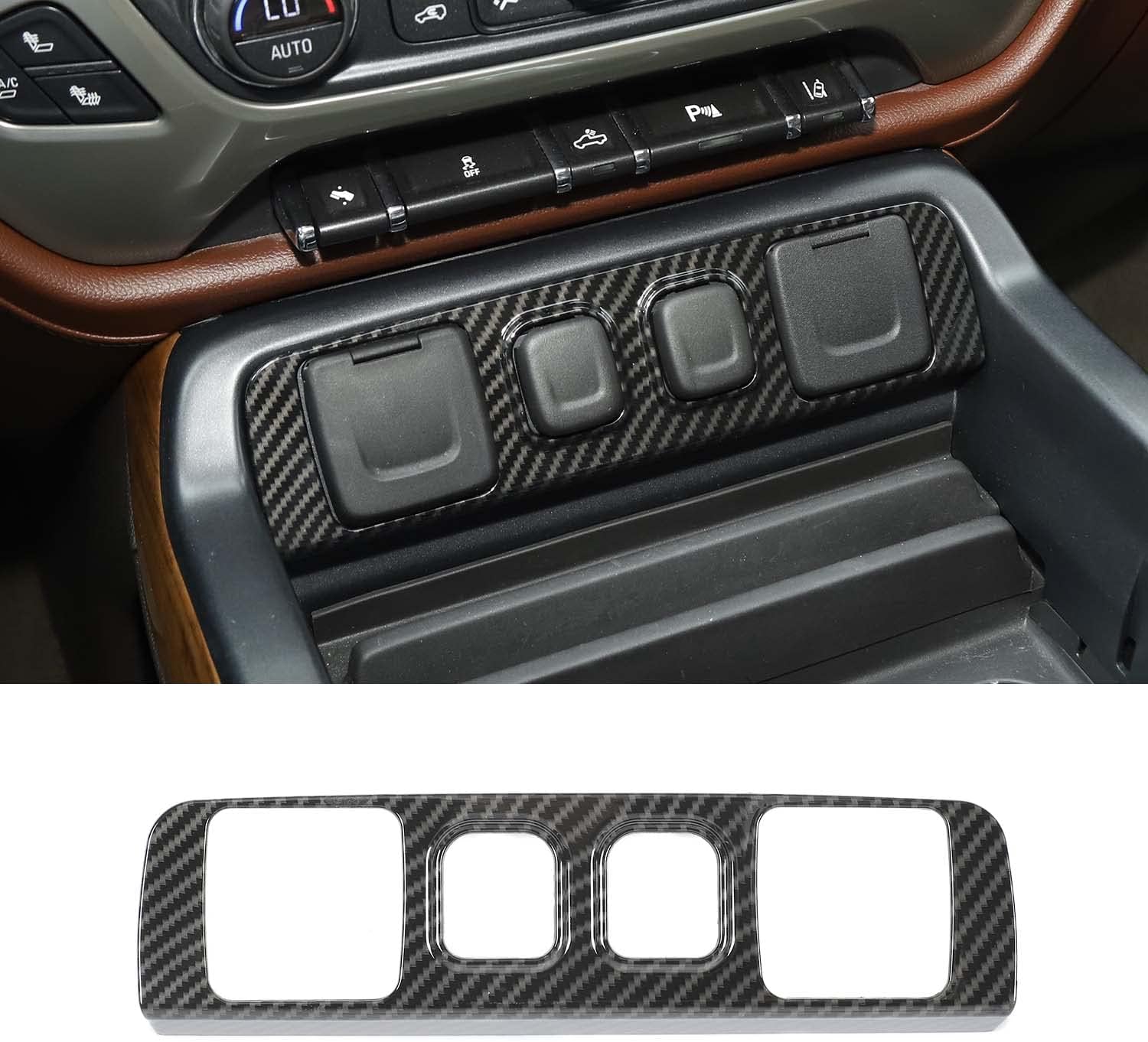 for Silverado USB Port Panel Trim Cover for Chevy Silverado/GMC SIERRA 2014-2018 Carbon Fiber Interior Accessories