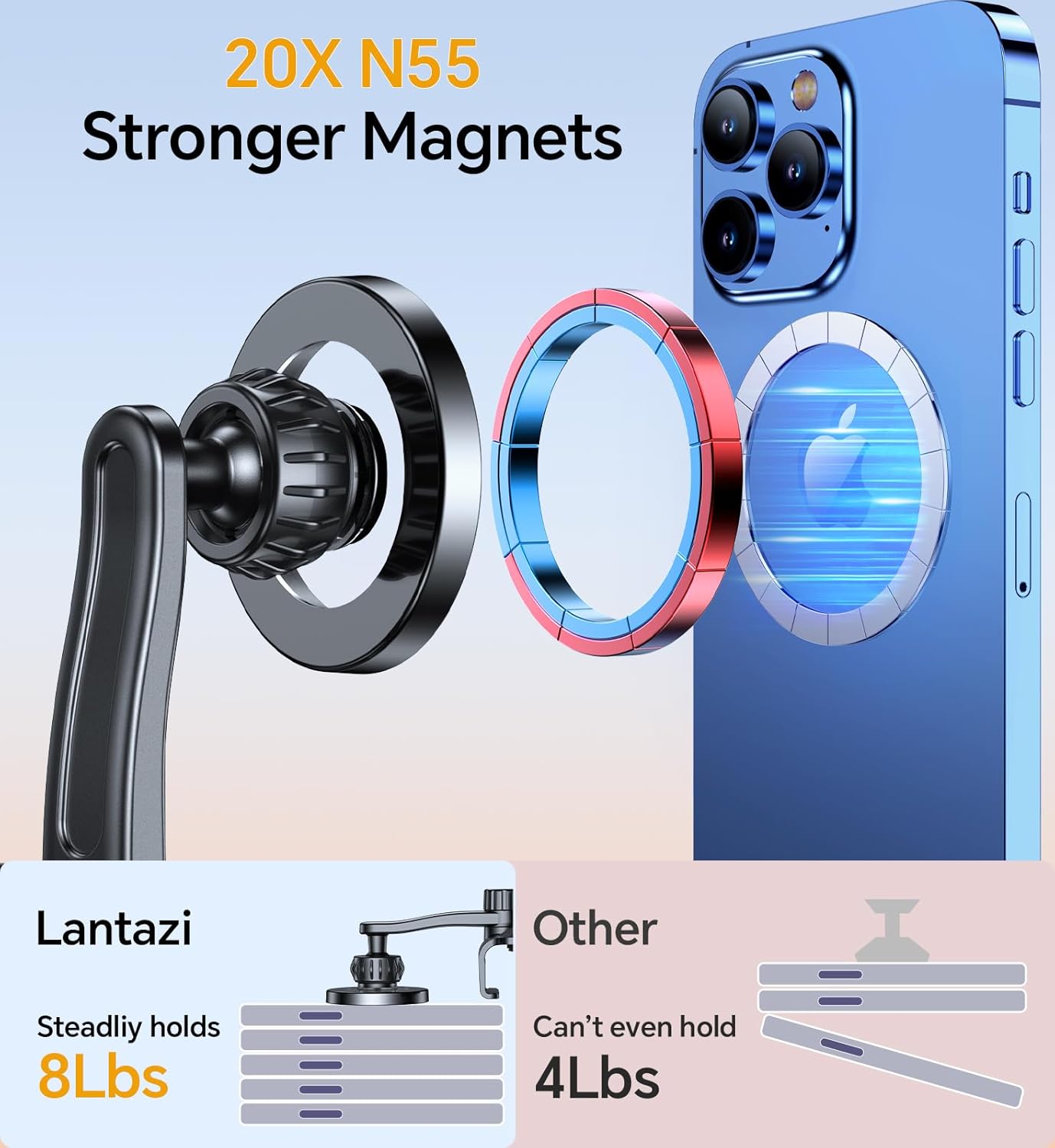for Magsafe Car Mount, Tesla Phone Mount for Car【20 Strong Magnets】Magnetic Phone Holder for Car Tesla Phone Holder Model Y/3/S/X Accessories, No Glue Required, for iPhone 17 Pro Max 16 15 14 - Image 5