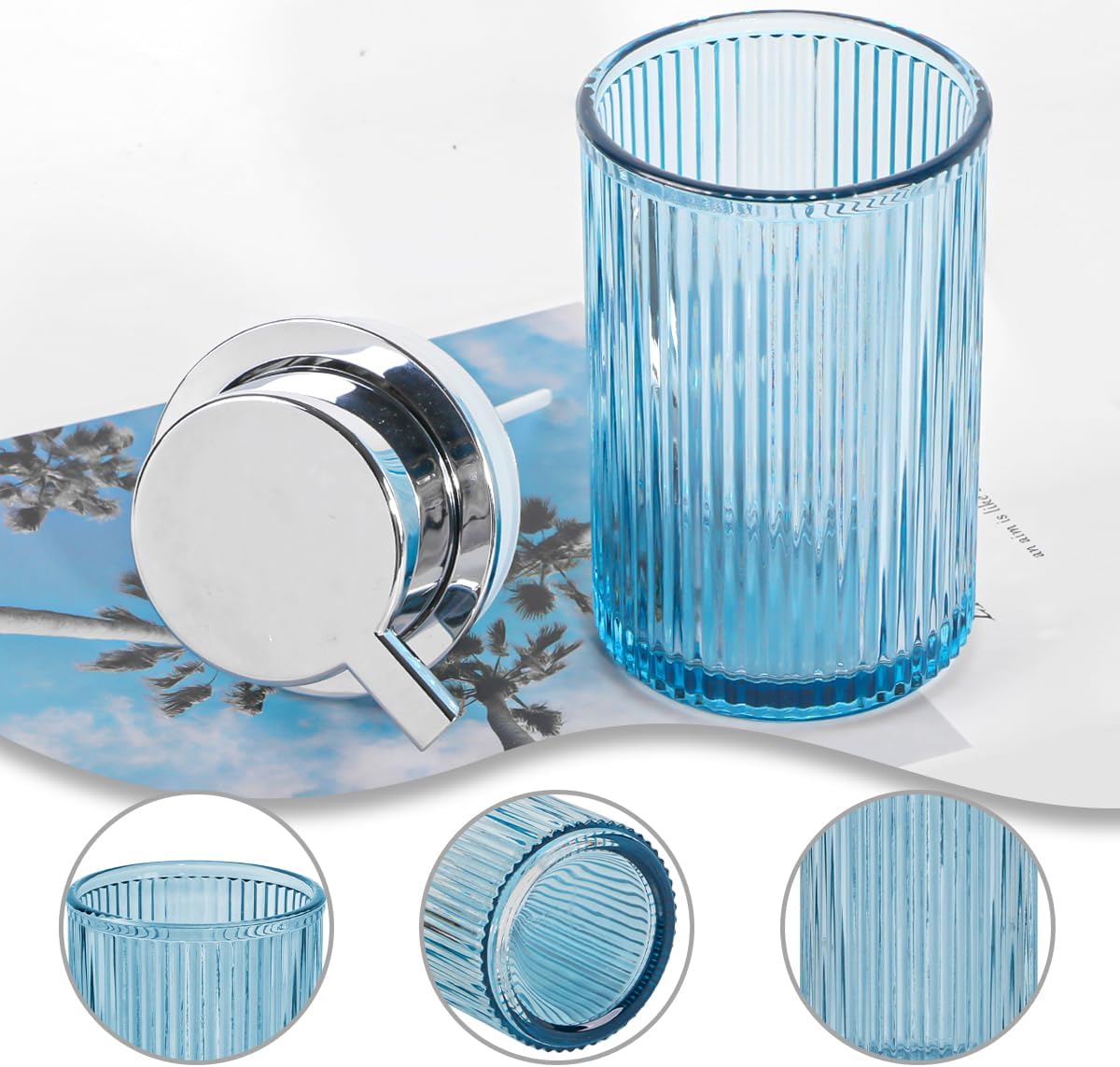 Blue Glass Foaming Soap Dispenser image 3