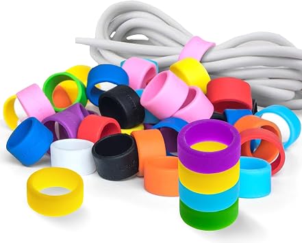Grifiti Band Joes 0.8 X 0.25 Inch Flat 1.6" Circumference 0.5" Diameter Tiny Silicone Rubber Bands Rings Gasket Food Cooking Durable Office Elastic Wraps 20 Pack Assorted Colors Strong Rubberbands Siliconebands
