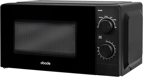 Abode 20L Manual Microwave Black 700W with 5 Power Levels & Timer, Button & Dial Control, Defrost Function, AMM2005B (Manual, Black) - 1