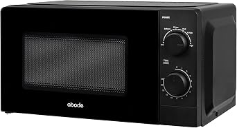 Abode 20L Manual Microwave Black 700W with 5 Power Levels & Timer, Button & Dial Control, Defrost Function, AMM2005B Manual, Black