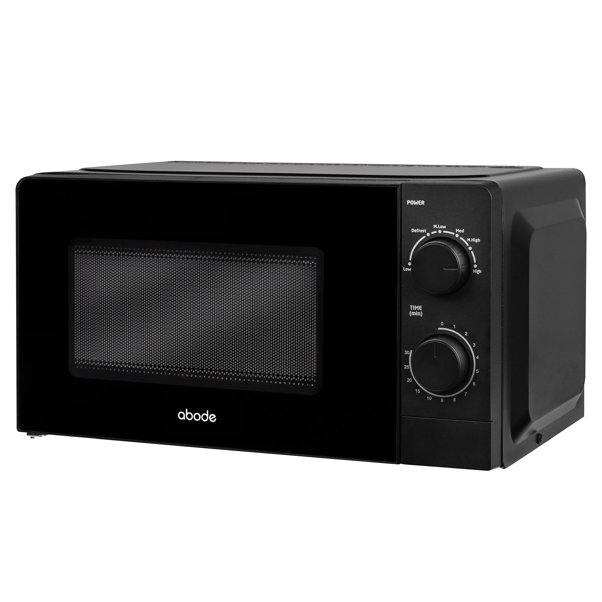 Abode 20L Manual Microwave Black 700W with 5 Power Levels & Timer, Button & Dial Control, Defrost Function, AMM2005B (Manual, Black)