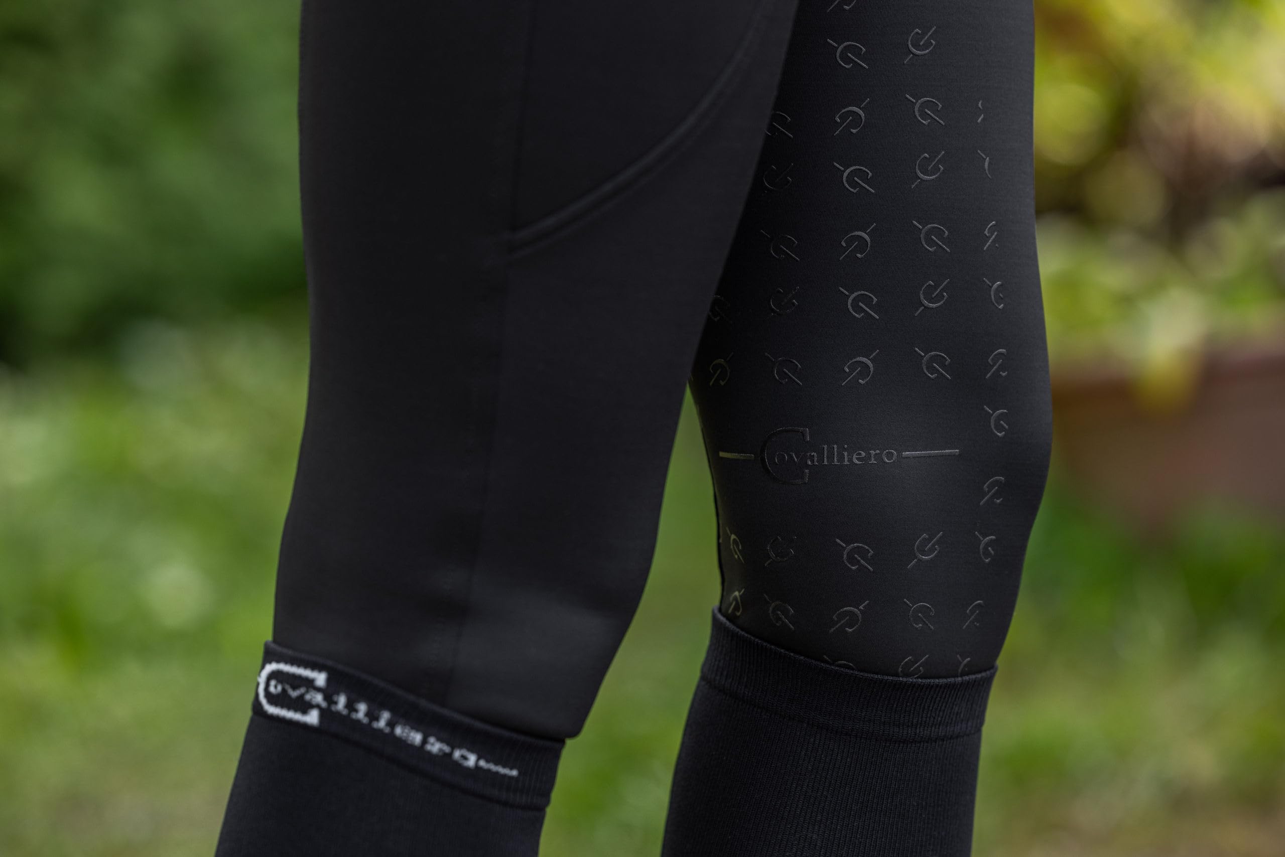 Covalliero Pantaloni da Equitazione Highwaist, Legging da Equitazione, Abbigliamento da Equitazione, Nero, Taglia 44, Poliammide, Donna, Pratica Tasca per Il Cellulare, Larga Cintura