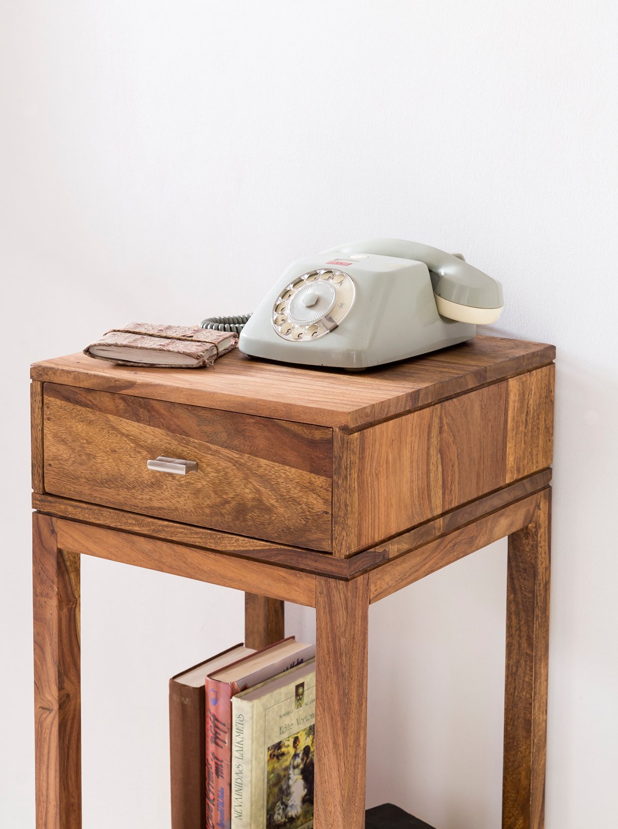 FineBuy Möbel zum Wohlfühlen Massiver Beistelltisch Sheesham PATAN Holz Massiv 90 x 35 x 35 cm, Telefontisch mit Schublade für Flur Anrichte, Moderne Konsole mit Ablage Braun
