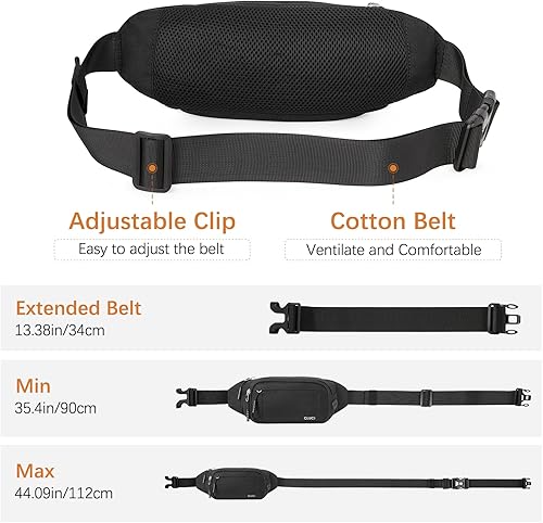 Miniatura 5 de CLUCI Riñoneras para mujereshombres, cuerpo cruzado, cangurera con correas ajustables, color negro