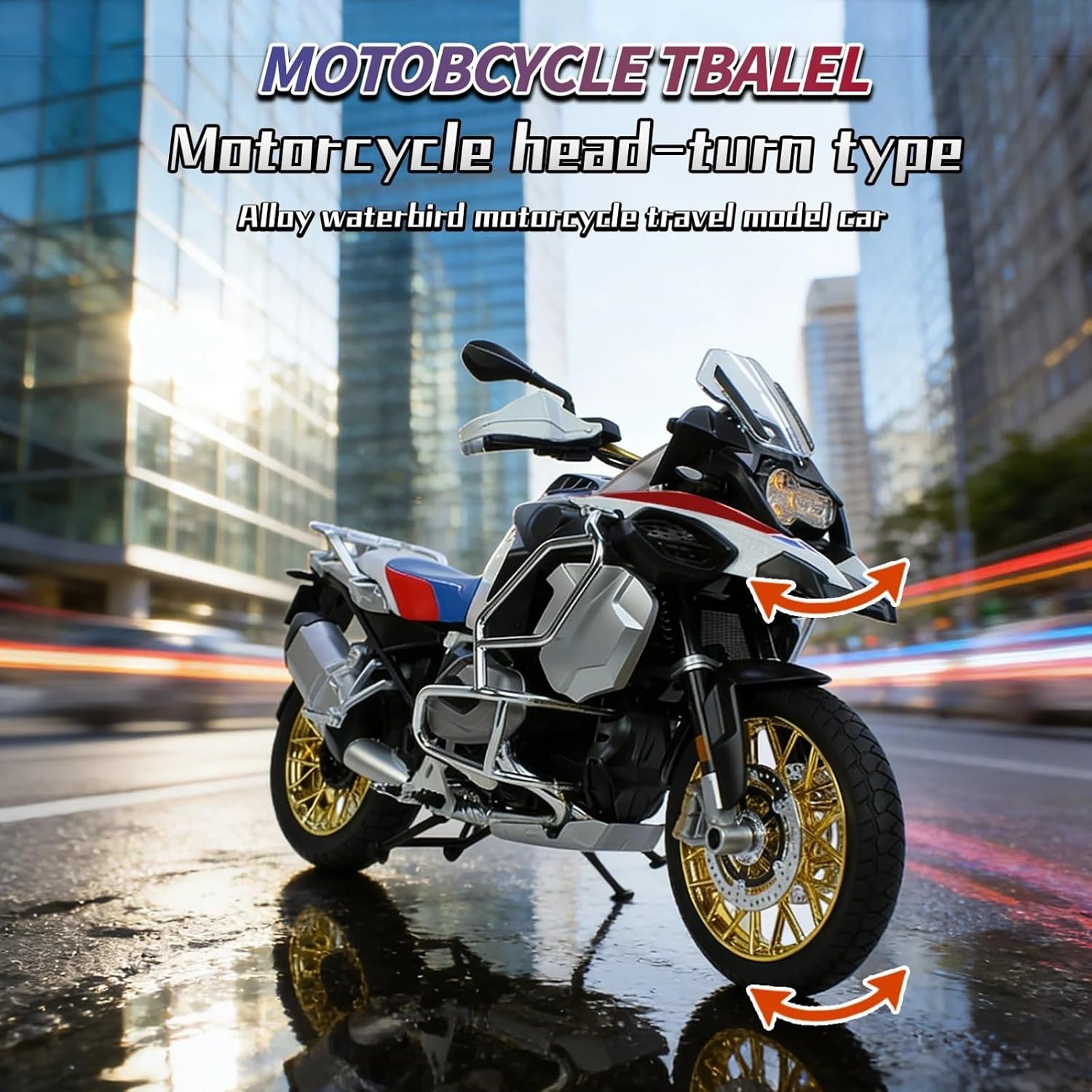 HTLNUZD 1/6 Scale R1250GS ADV Alloy Diecast Motorcycle Model, Collectible Vehicle Toy, Miniature Motorbike for Collection & Gift (black-R1250 with 3 Cases)