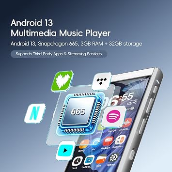HiBy Digital M300 Android 13 MP3 Player with FM Radio & Parental Control, Bluetooth 5.0 WiFi Streaming, 4