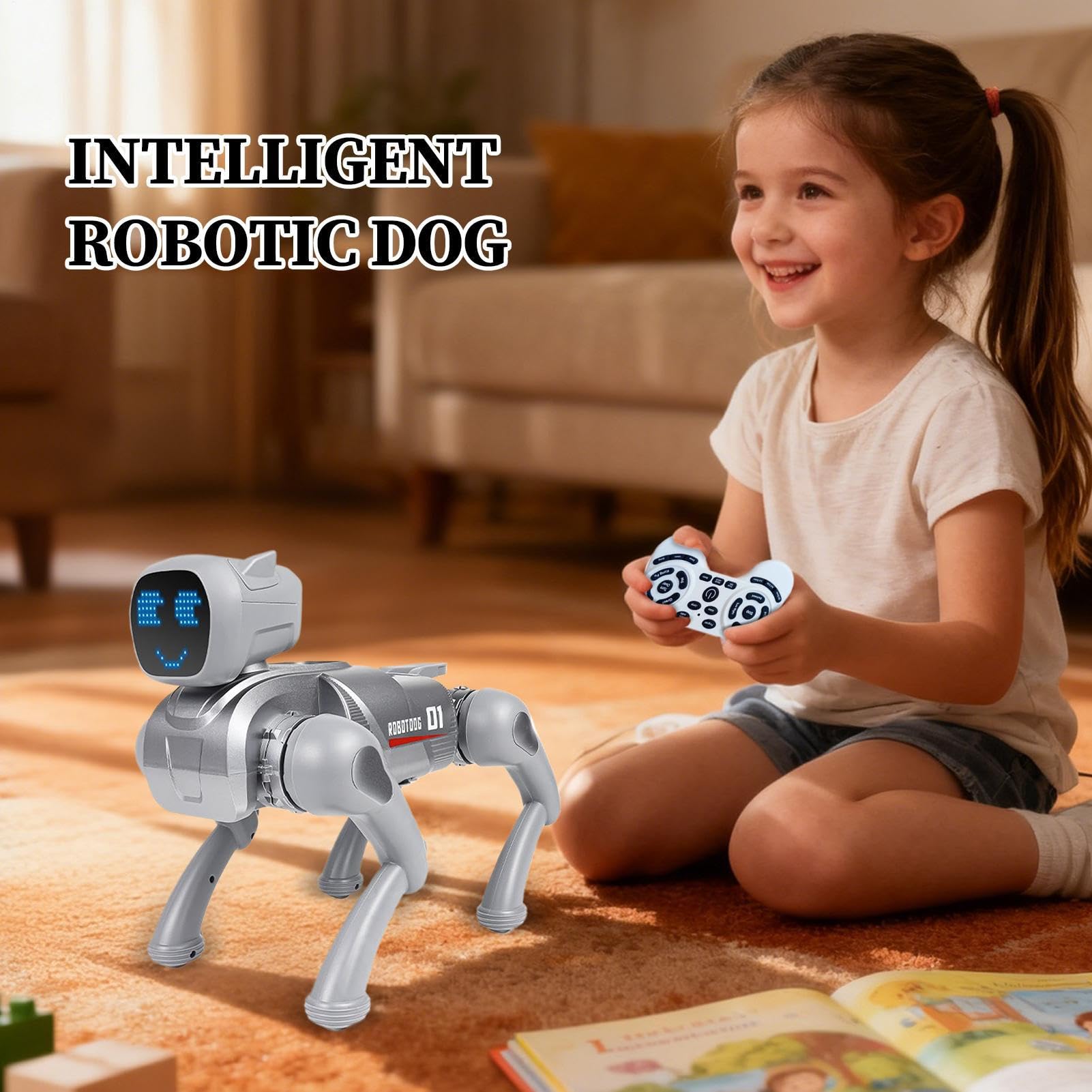 Cani Robotici Per Piccoli Giocattoli Educativi Realistici Figure | Giocattoli Cane Robot Acrobatici Faccia LED Per Bambini E Bambine Casa Interni Giochi Giardino Compleanno Vacanze N