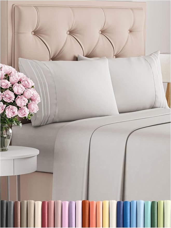 Queen Size 4 Piece Sheet Set - Comfy Breathable & Cooling Sheets - Hotel Luxury Bed Sheets for Women & Men - Deep Pockets, Easy-Fit, Extra Soft and Wrinkle Free Sheets - Mauve Oeko-Tex Bed Sheet Set