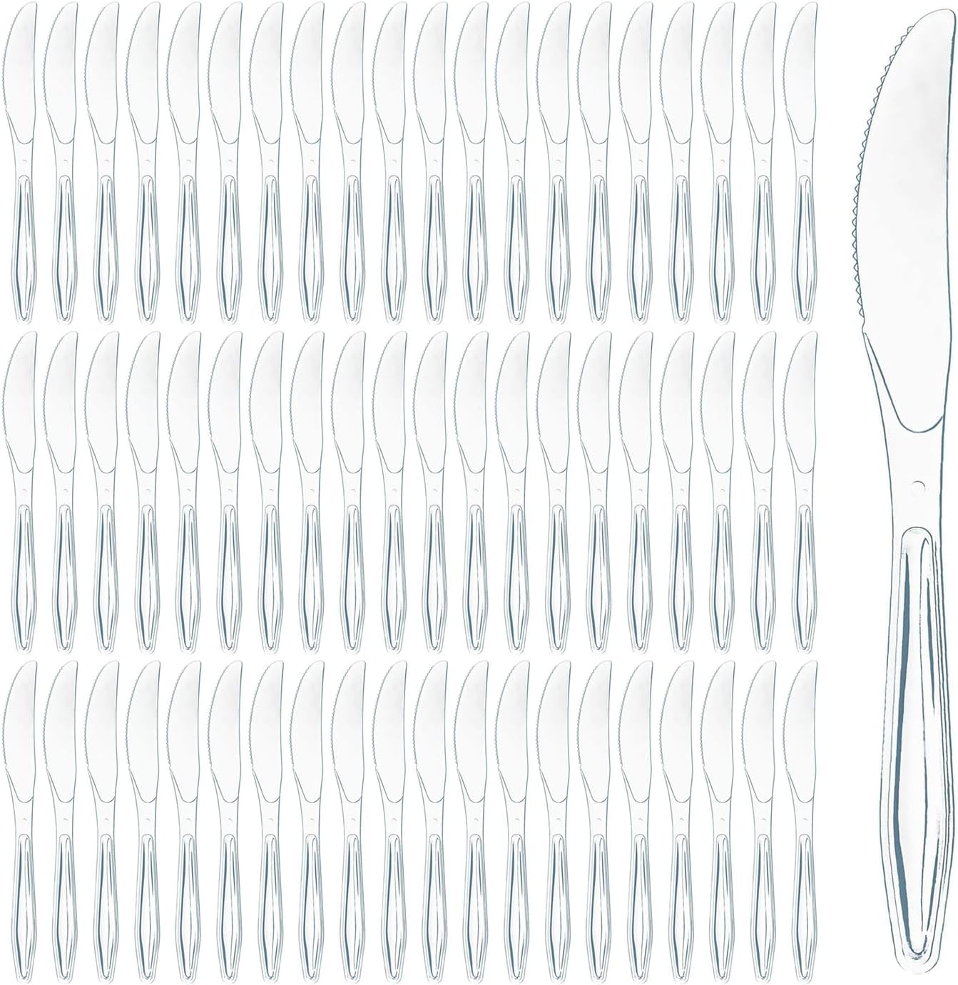 100 Pack Plastic Silverware Knives - Heavy Duty, Clear Plastic Knives for Parties, Catering, and Events - Durable and Elegant Disposable Knife Utensils for Weddings, Dinners, and Celebrations