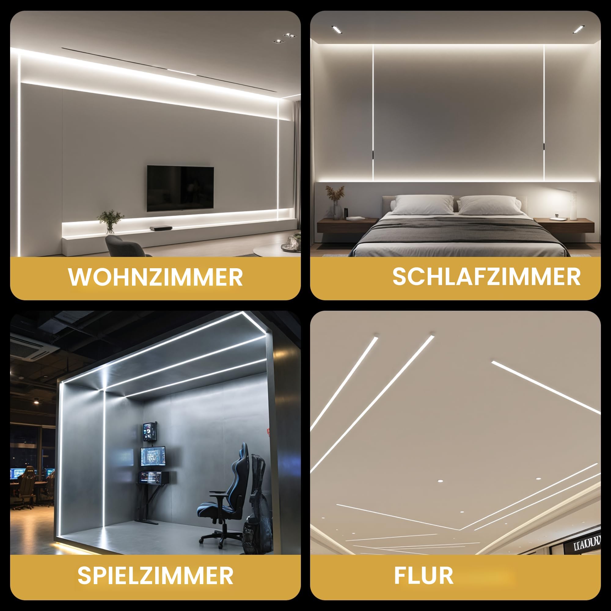 Shine Plus LED Profil U-Form 2m × 10 Stück, Schiene aus eloxiertem Aluminium, kanal für Streifen bis 12mm, diffusor für gleichmäßige Lichtverteilung (10×2 Meter)