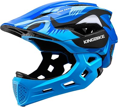 KINGBIKE Kids Full Face Helmet with Detachable Chin for Youth Child Boys | Adjustable Toddler Bike Helmet, Lightweight Multi-Sport kid Helmet for Skateboard Scooter Balance Bike BMX MTB Bicycle