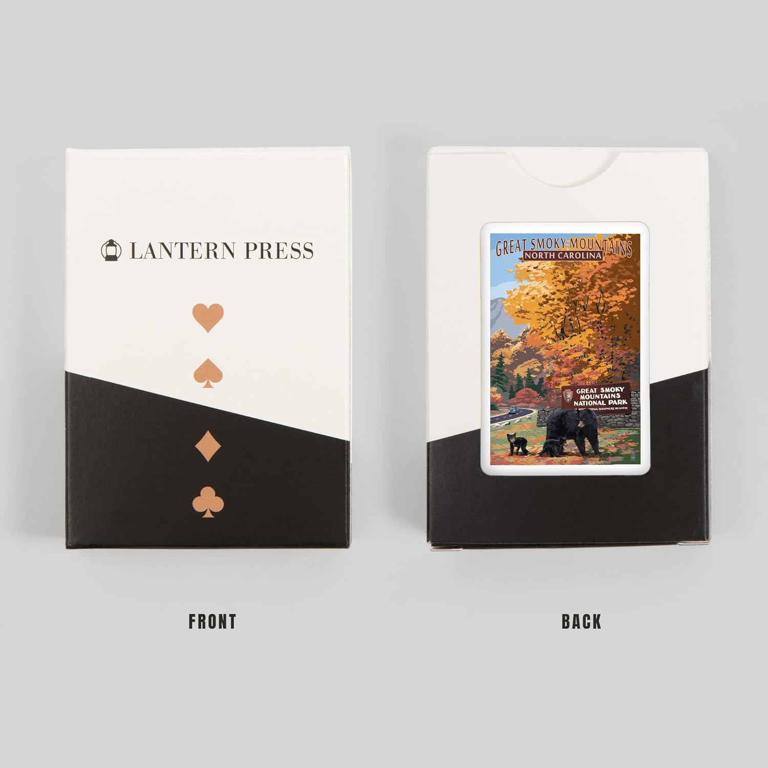 Lantern Press Great Smoky Mountains, Park Entrance and Bear Family, 52 Playing Cards for Adults, Poker Size Card Deck