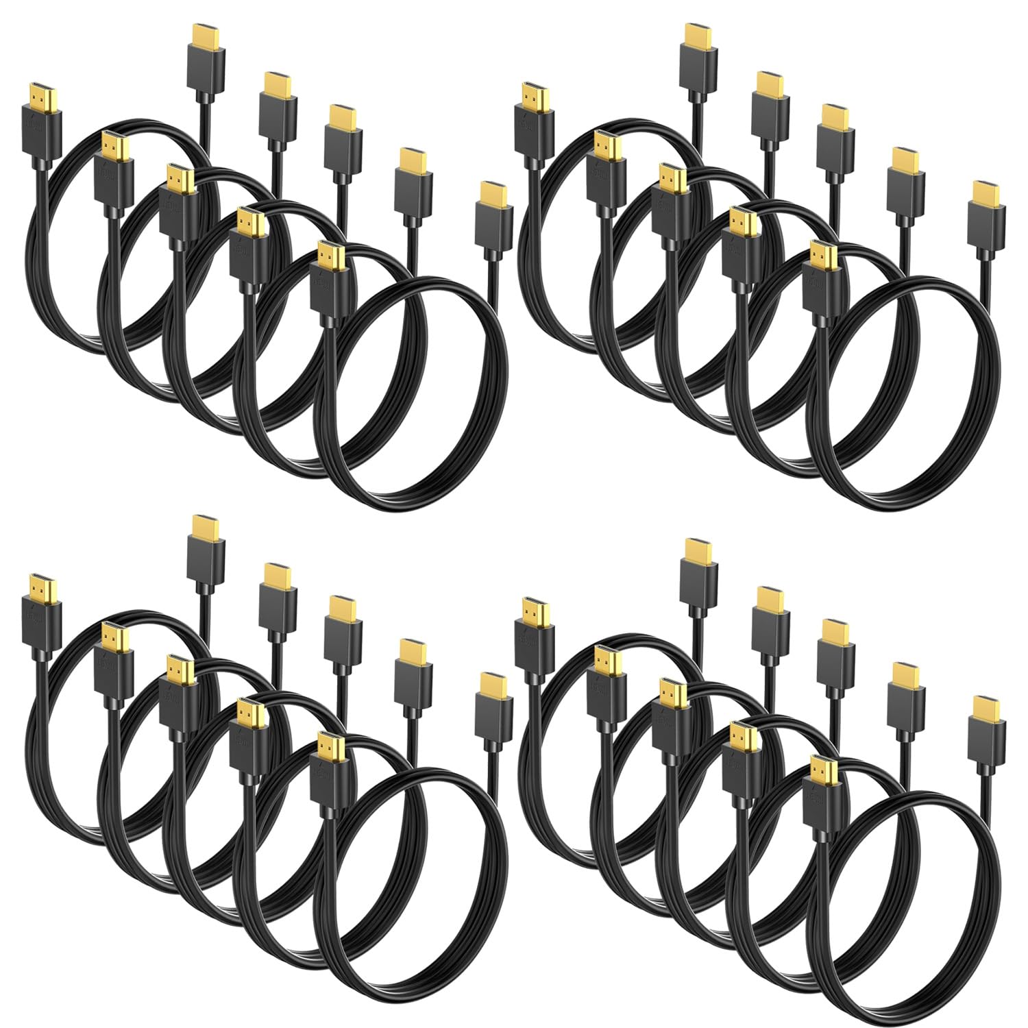 6 FT HDMI Cable 20-Pack, 4K HDMI to HDMI Cable 6FT Multi-pack,Shielded HDMI 2.0 Cords 6FT with 4K@60Hz,2k@165/144Hz,HDCP 2.2, HDR, ARC & CL3 Rated | for Laptop, Monitor, TV PS5, PS4, Xbox, Soundbar