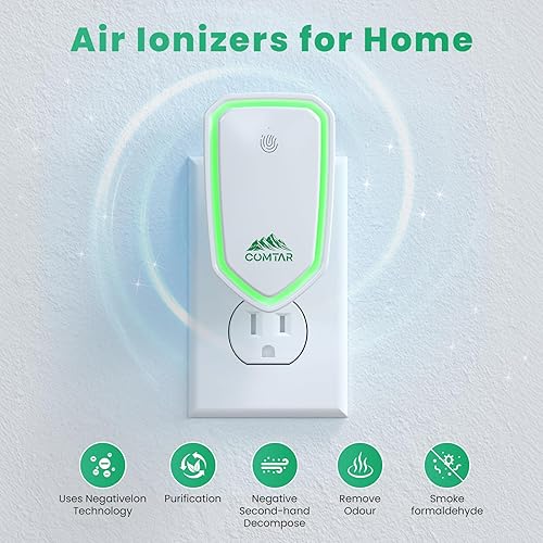 Miniatura 2 de Ionizadores de aire para el hogar (paquete de 4), sistema de filtración de iones negativos, ambientador silencioso para dormitorio, oficina, cocina,