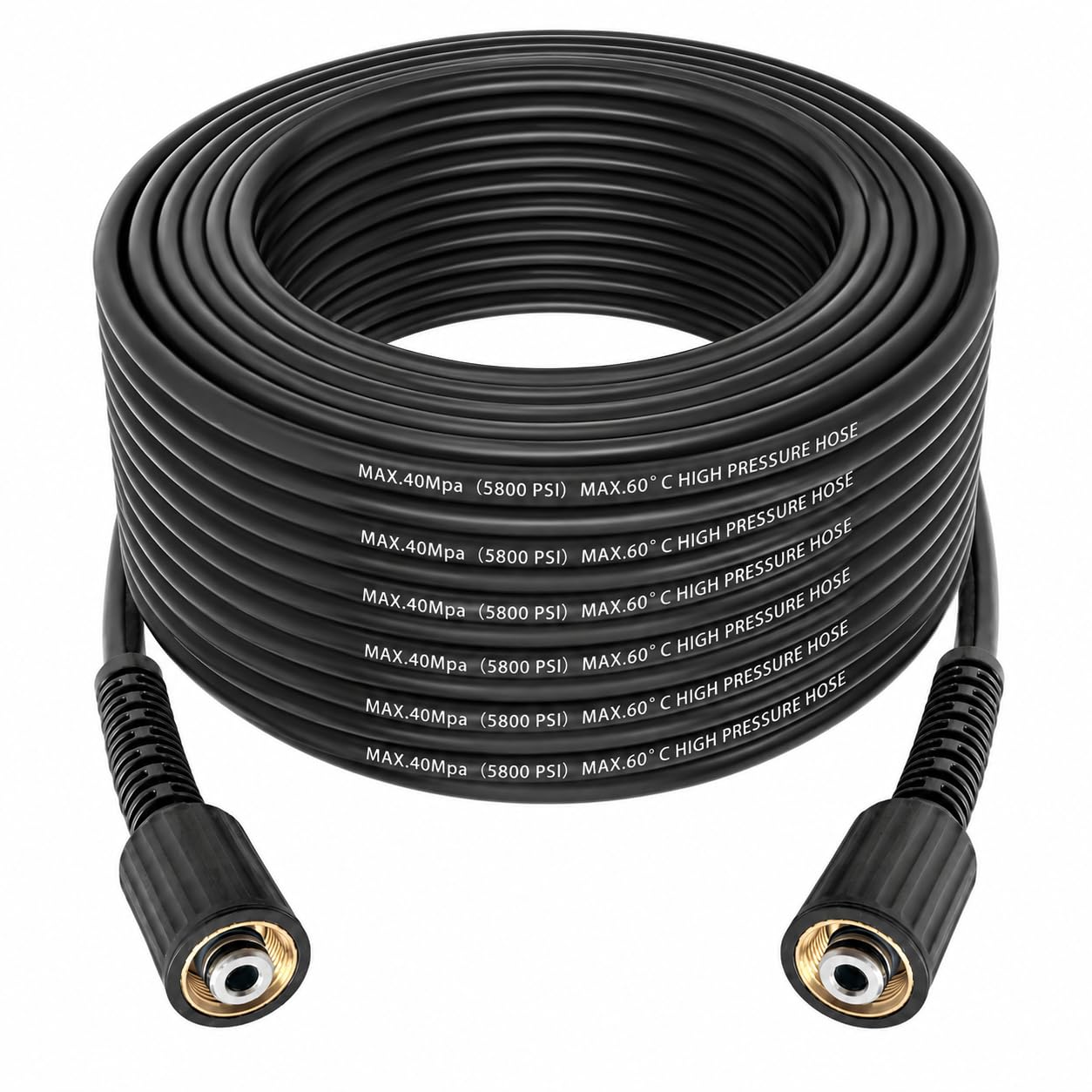 15M Pressure Washer Hose, M22-14mm Kink Resistant Jet Wash Extension Hose with Brass Thread Fittings, 5800 PSI High Pressure Replacement Hose for Car, Patio and Driveway Cleaning