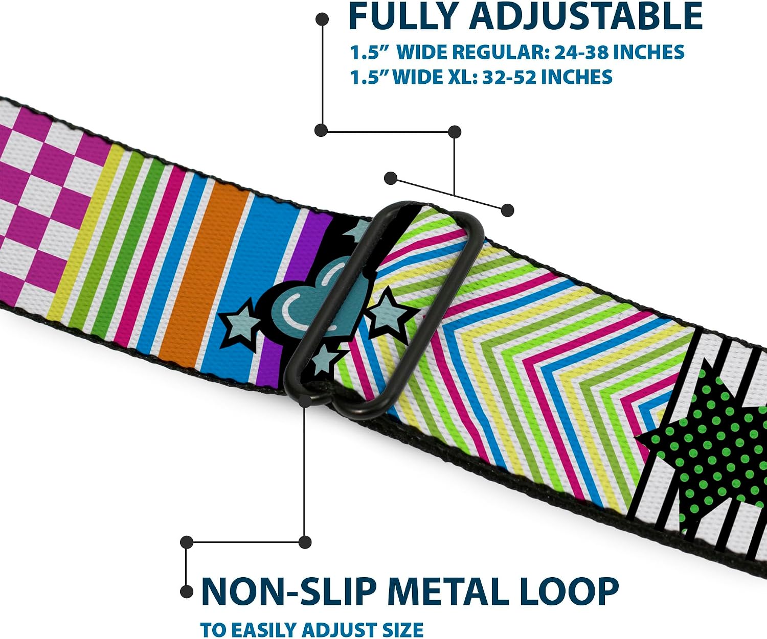 Buckle-Down Seatbelt Belt - Icons & Patterns 2-1.0" Wide - 20-36 Inches in Length