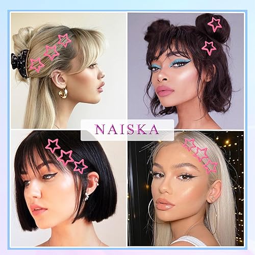 Miniatura 7 de NAISKA Pinzas para el cabello antideslizantes con forma de estrella rosa, pasadores para el cabello, lindos accesorios para el cabello para niñas y