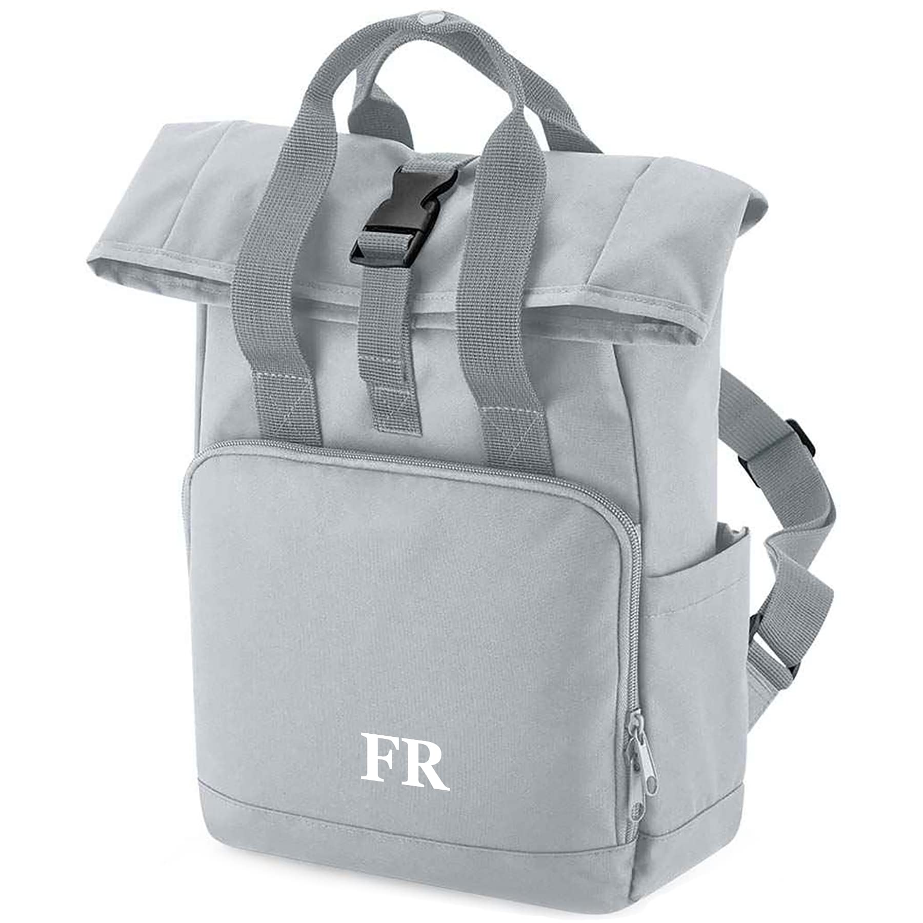 Backpack with Personalised Initials for Girls and Boys - Small Mini Roll Top Middle School Bag - Nursery or Primary Preschool Back Pack or Nappy Changing Bag-image-33