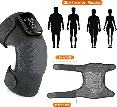 Knee Massager, Knee Massager Heat and Vibration for Arthritis, Knee Braces with Massage, Cordless Heating Massager Wrap with Infrared for Elbow/Shoulder Relax, Joint Stiff (Grey)