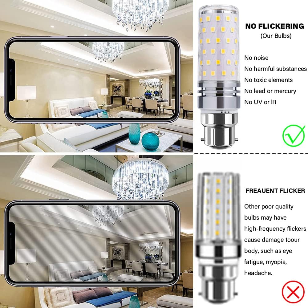 LED Bulbs,B22 Dual Contact Bayonet Base Corn Light Bulb,16W 1100LM 160 Watt Equivalent,3000K 4000K 6000K Non-Dimmable AC 85V~265V (10-Pack)