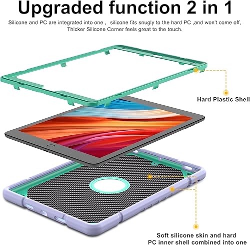 Miniatura 4 de KepaiTok Funda para iPad de 987 generación para iPad de 10.2 pulgadas con soporte, soporte integrado de 2 ángulos para niños, a prueba de golpes,