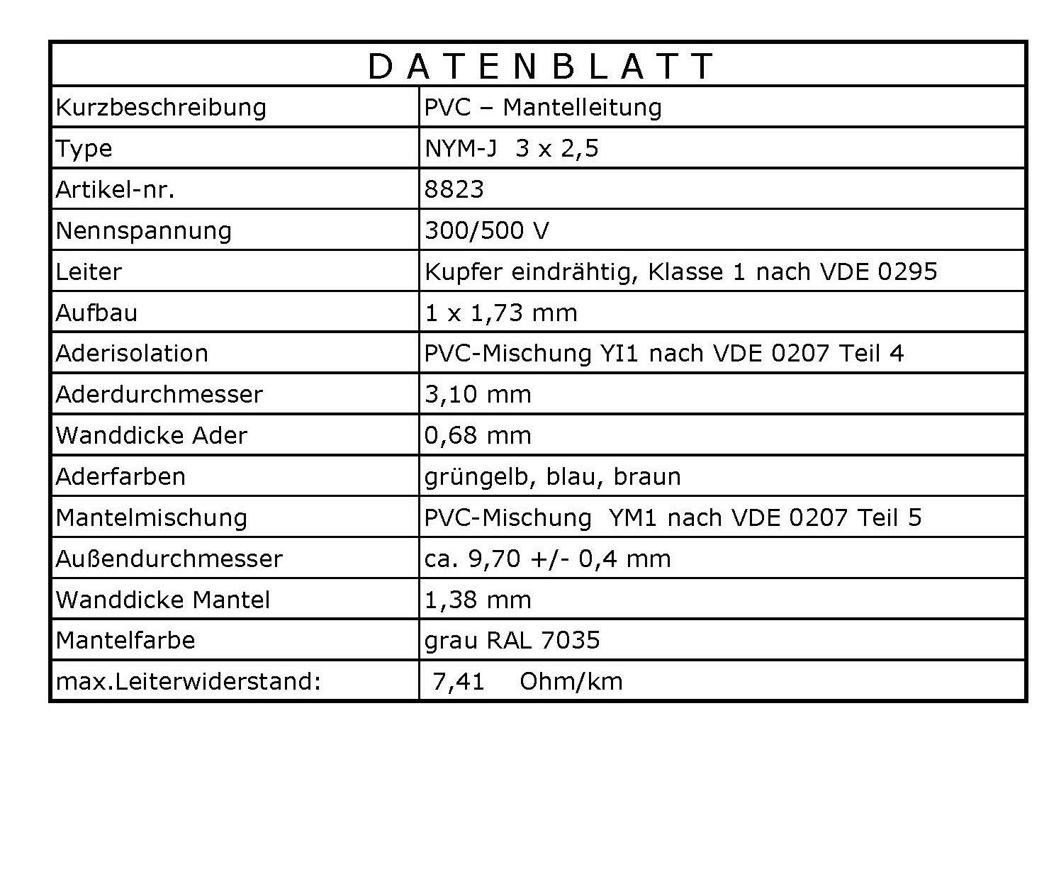 M&G Techno 25m NYM-J 3x2,5 mm² Mantelleitung Feuchtraumkabel Elektrokabel Kupfer Made in Germany