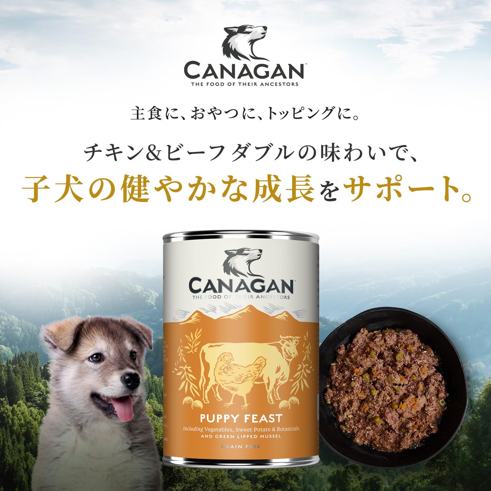 Amazon.co.jp: カナガン ドッグフード チキン＆ビーフ 缶詰(400g
