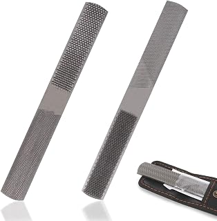 KALIM 2 Pcs Multi-Function 4-in-1 File, High Carbon Steel Hand File, 4 Way Wood Rasp File with Flat/Half Round Sharps, for Wood, Soft Metal, Plastic and etc.