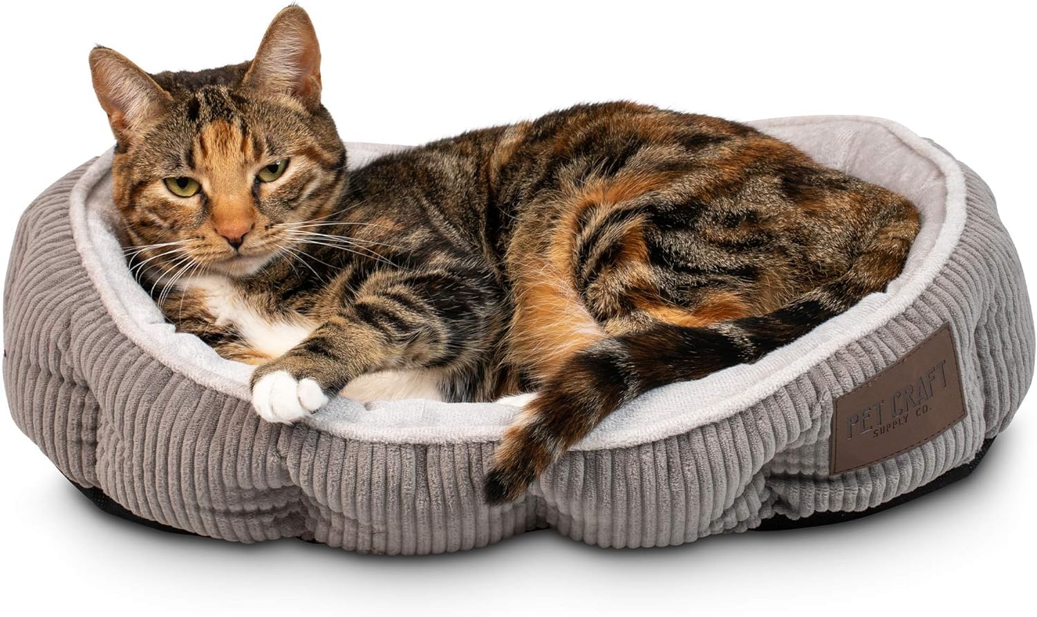 Pet Craft Supply Cat Bed for Indoor Cats - Kitten Machine Washable Ultra Soft Self Warming Refillable Catnip Pouch,Grey,19x14x5 Inch (Pack of 1)