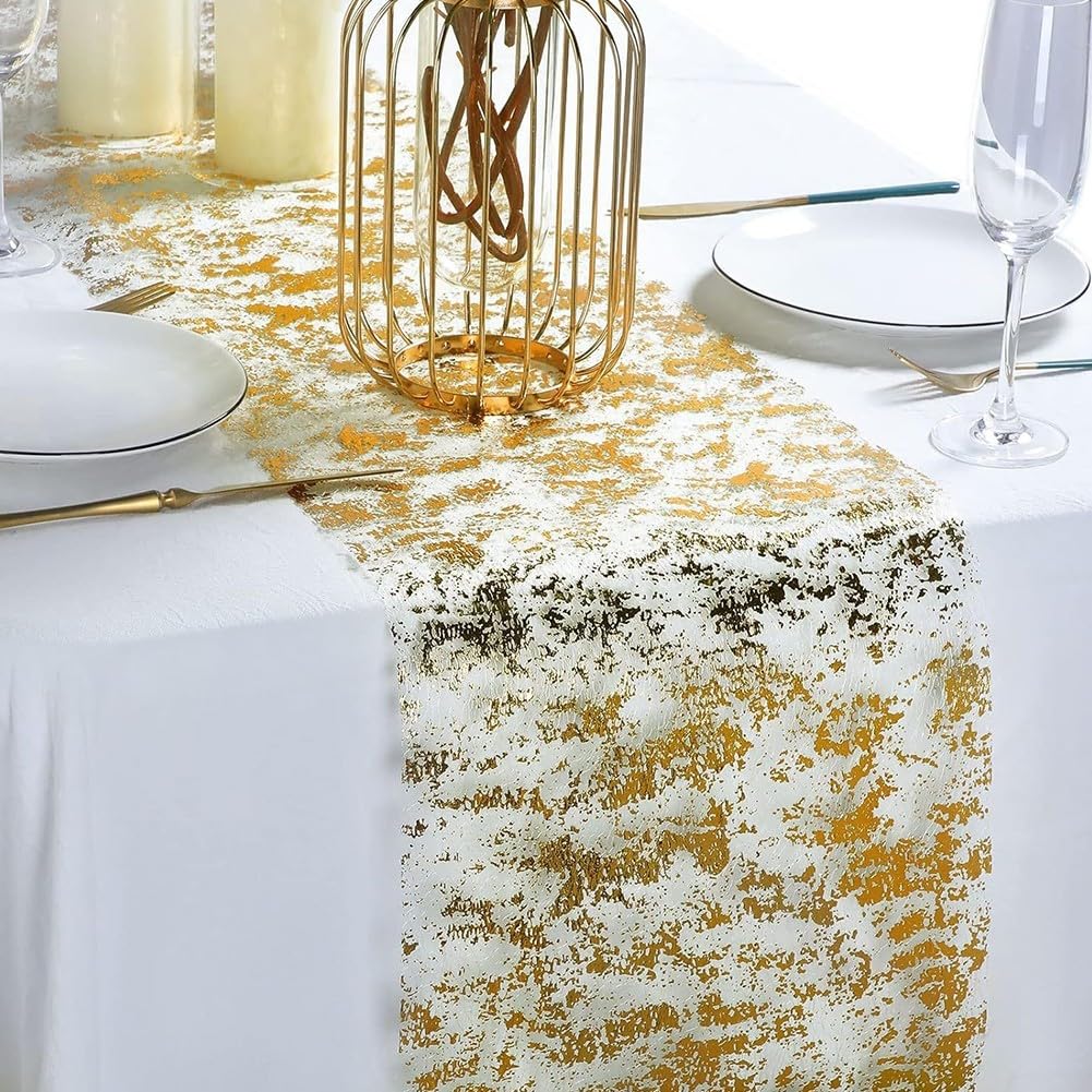 1 pezzo Runner da tavolo in rete con paillettes metallizzate da