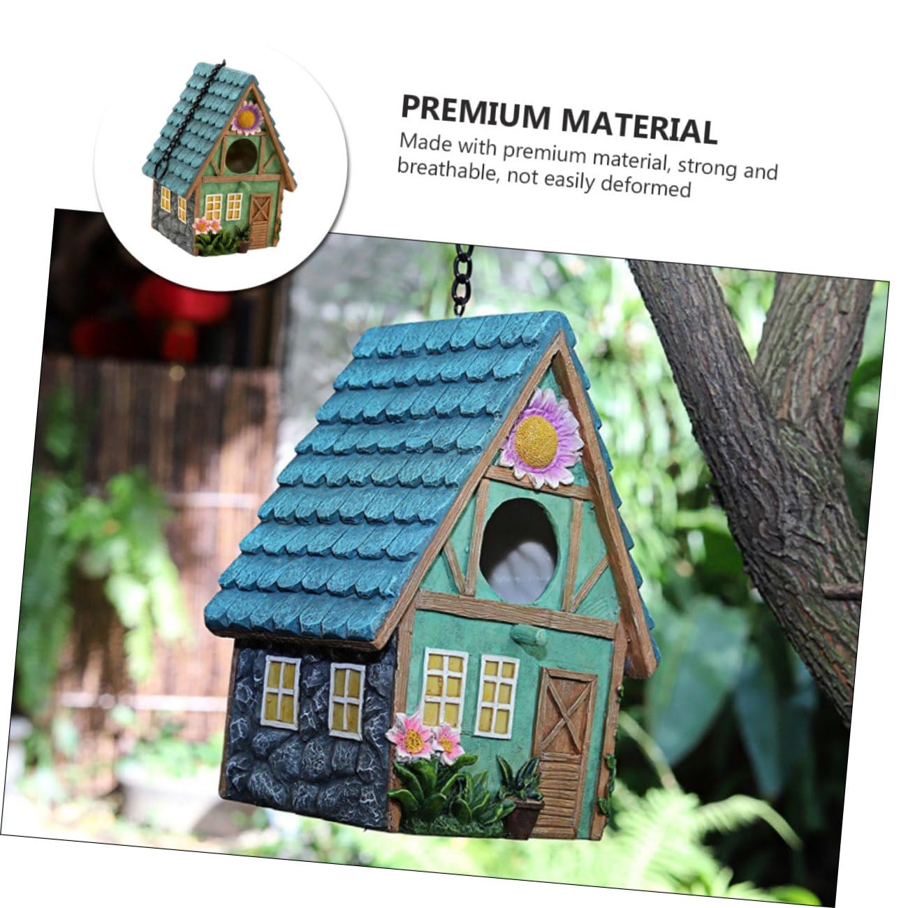 TIDTALEO Nido de Pájaro de Resina Colgante, Casita Artesanal para Exteriores, Refugio Cálido para Aves, Decoración Funcional para Jardín y Terraza