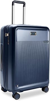 Briggs & Riley 27 Medium Expandable Spinner - Checked Luggage for Travel, Suitcases with Wheels, Hardside Rolling Bag for Men & Women, Self-Repairing Zipper - Sympatico Collection, Navy