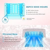 Vista 2 de Aedavey Lámpara de uñas UV inalámbrica, luz UV recargable para uñas de gel, lámpara LED de uñas con 4 modos de temporizador, luz UV de gel