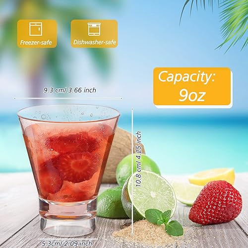 Miniatura 3 de 12 vasos de Martini de plástico sin tallo de 9 onzas, vasos de cóctel reutilizables de plástico irrompible, tazas de margarita para fiesta, copas de