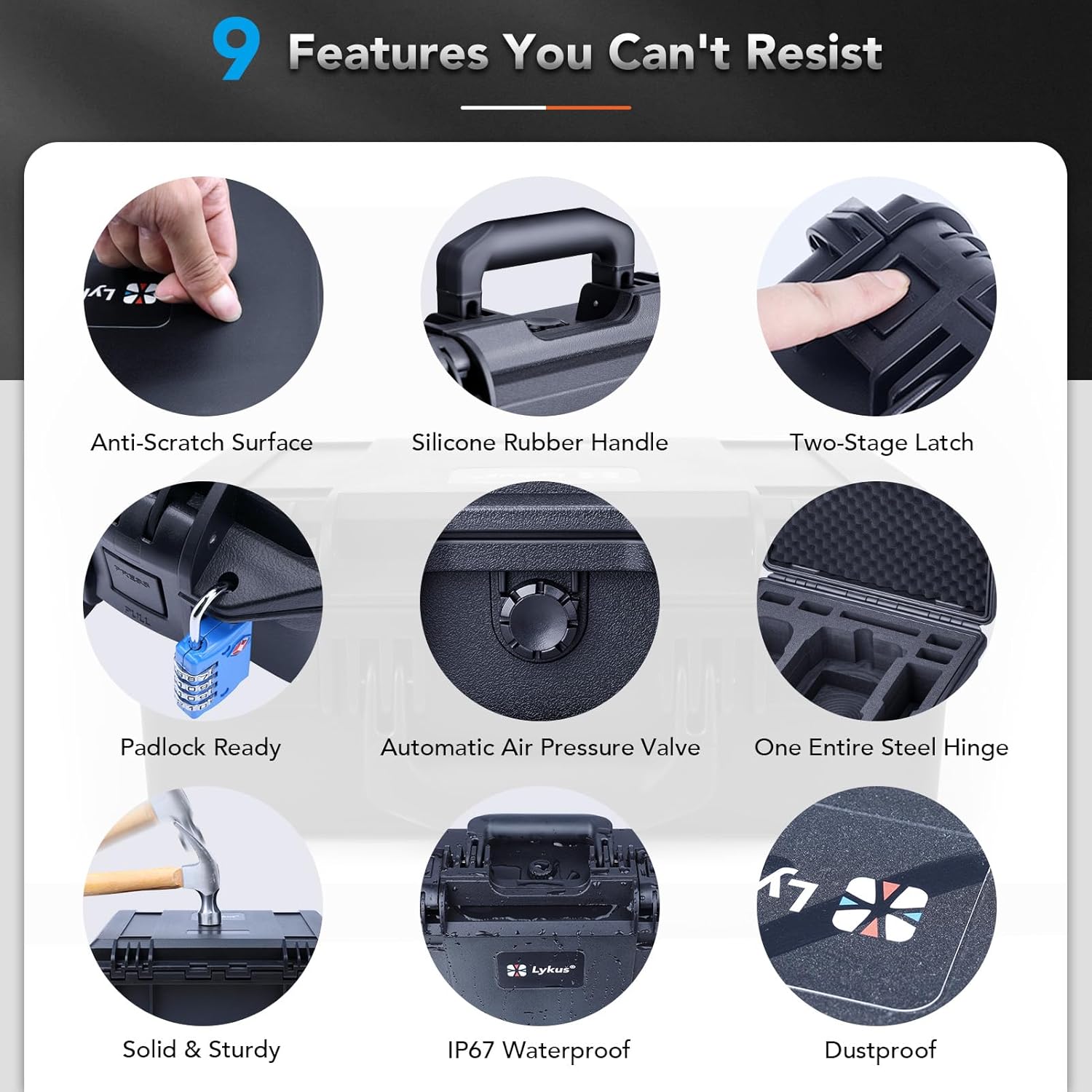 Lykus Titan MM520 Waterproof Hard Case for DJI Mini 5 Pro and DJI RC Pro 2, Support up to 8 batteries and RC lanyard [CASE ONLY]