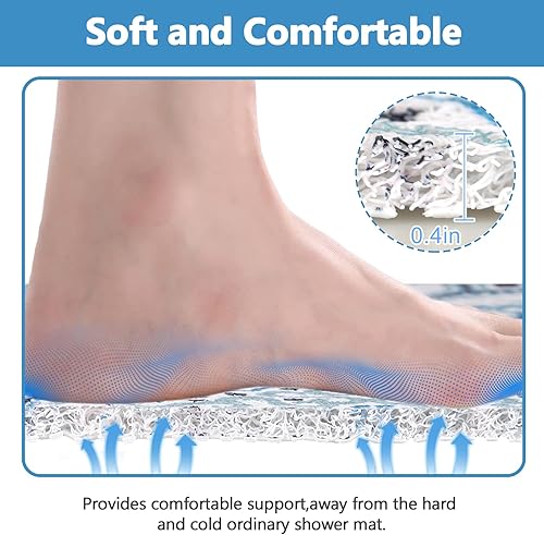 Miniatura 4 de Alfombrilla de ducha antideslizante alfombrilla antideslizante de esponja suave y cómoda con orificio de drenaje, alfombrillas cuadradas de 24 x 24