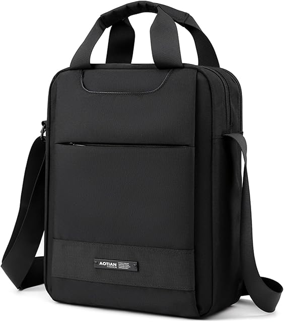 zhongningyifeng Men's Messenger Bag Nylon Shoulder Bag A4 Business Waterproof Casual Black Crossbody Bag for Work Travel Outdoor