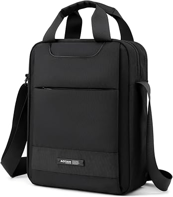 zhongningyifeng Mens Messenger Bag Nylon Shoulder Bag A4 Business Waterproof Casual Black Crossbody Bag for Work Travel Outdoor