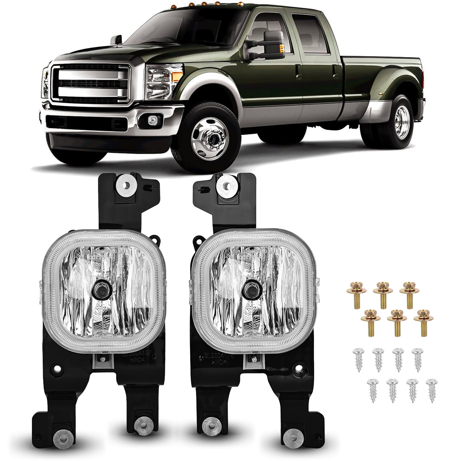 Nilight Fog Lights Assembly Compatible with 2008 2009 2010 FORD F-250 F-350 F-450 F-550 F250 F350 F450 F550 SUPER DUTY Clear Lens Fog Lamps Replacement with H10 12V 42W Bulbs