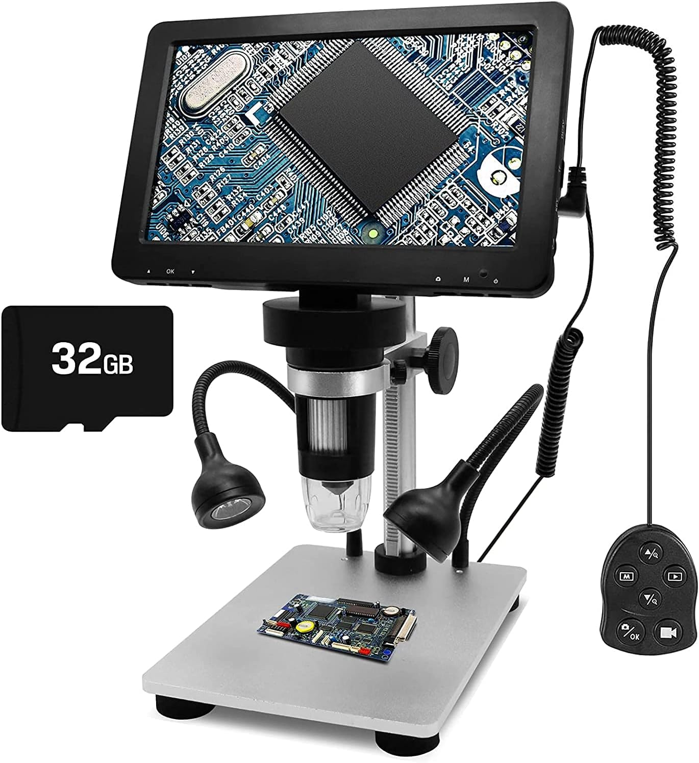 7 inch LCD Digital Microscope USB with 32G TF Card,Rechargeable Battery Portable Camera Microscope with Metal Stand, 1200X Magnification and 1080P Video for Coin Outdoor Observation PCB Repair 7 inch LCD Digital Microscope USB with 32G TF Card,Rechargeable Battery Portable Camera Microscope with Metal Stand, 1200X Magnification and 1080P Video for Coin Outdoor Observation PCB Repair